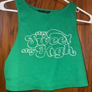 Green Graphic Tank Top stay sweet stay high sold out